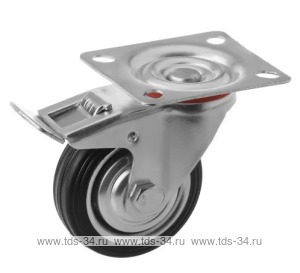 Поворотное стальное колесо с площадкой и тормозом SCB 63 new