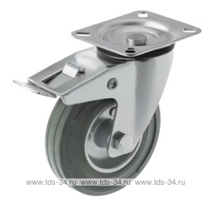 Поворотное колесо с серой резиной и тормозом SCB 42 f